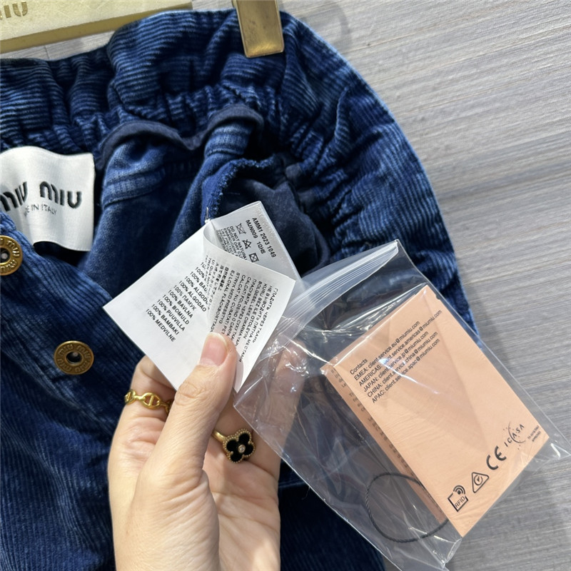 M1um1u distressed washed corduroy trousers