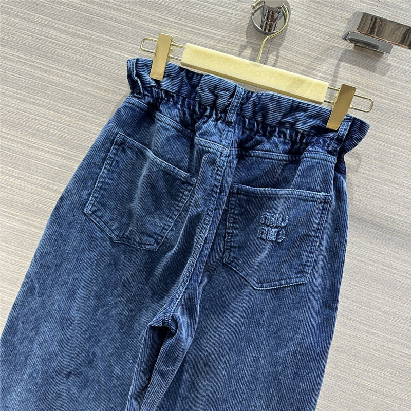 M1um1u distressed washed corduroy trousers