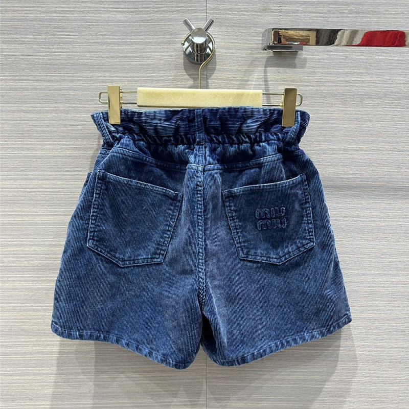 M1um1u distressed washed corduroy shorts
