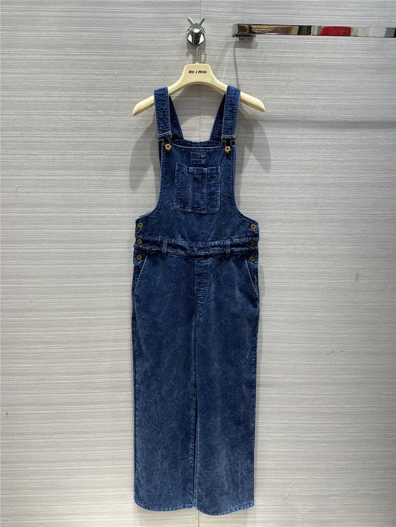 M1um1u distressed washed corduroy overalls jumpsuit