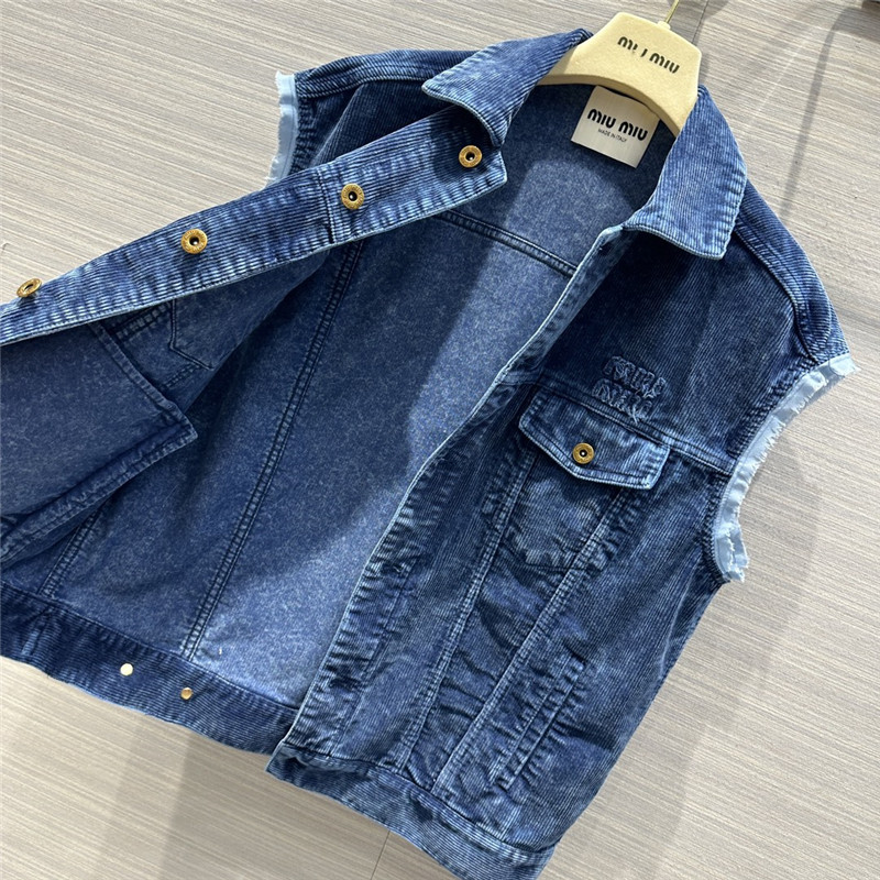 M1um1u distressed washed corduroy vest jacket