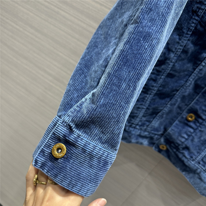 M1um1u distressed washed corduroy long jacket