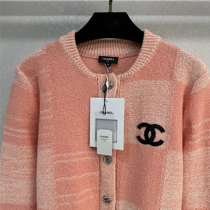 Ch**el logo plaid knitted cardigan