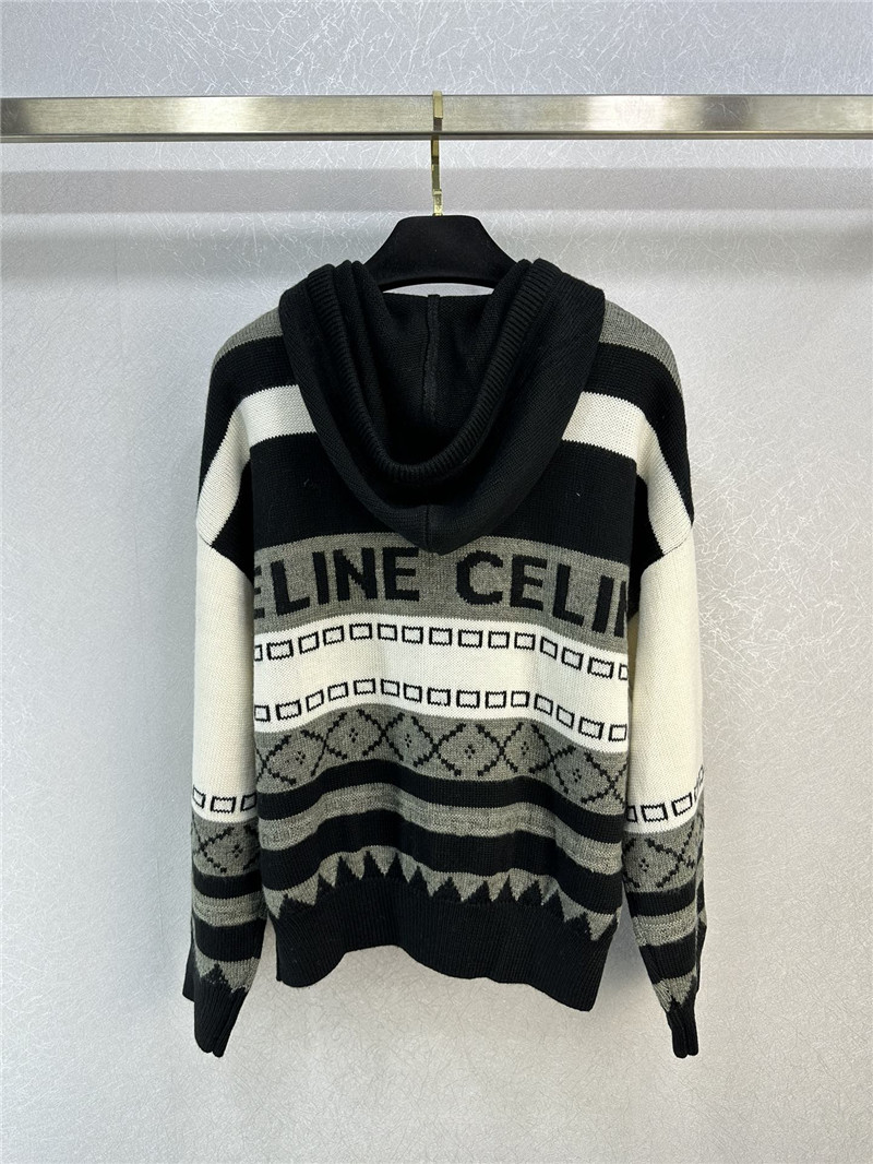 Ce1i*e logo pattern zip hooded cardigan