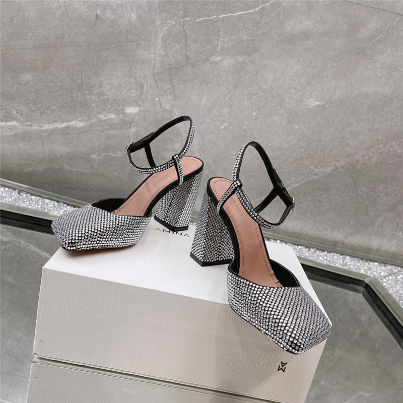 Amina Muaddi angular square-toe sandals