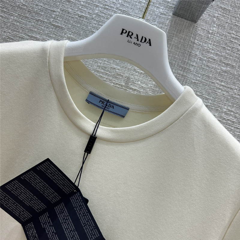 Pra*a triangle logo patch brushed short-sleeved shirt