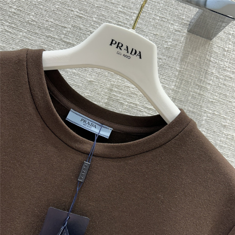 Pra*a triangle logo patch brushed short-sleeved shirt