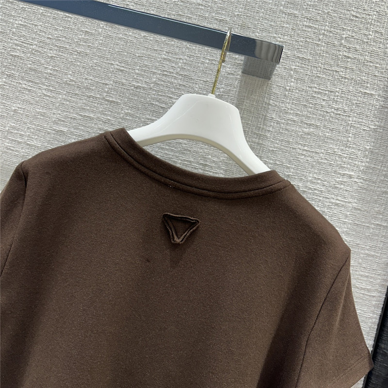 Pra*a triangle logo patch brushed short-sleeved shirt