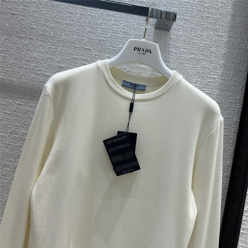 Pra*a triangle logo patch brushed base layer shirt