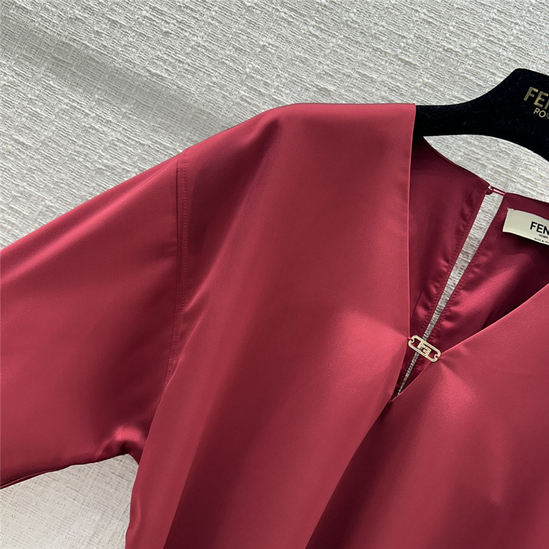 F**di bordeaux red v-neck dress