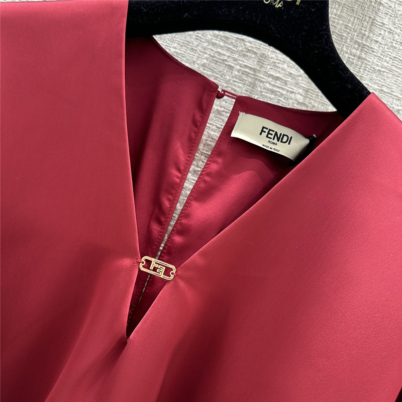 F**di bordeaux red v-neck dress