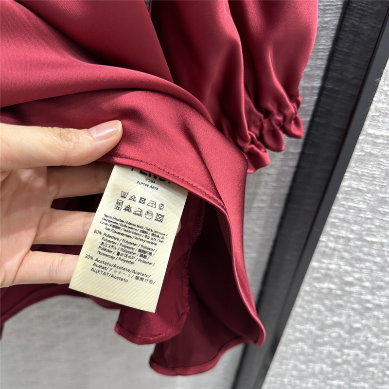 F**di bordeaux red v-neck dress