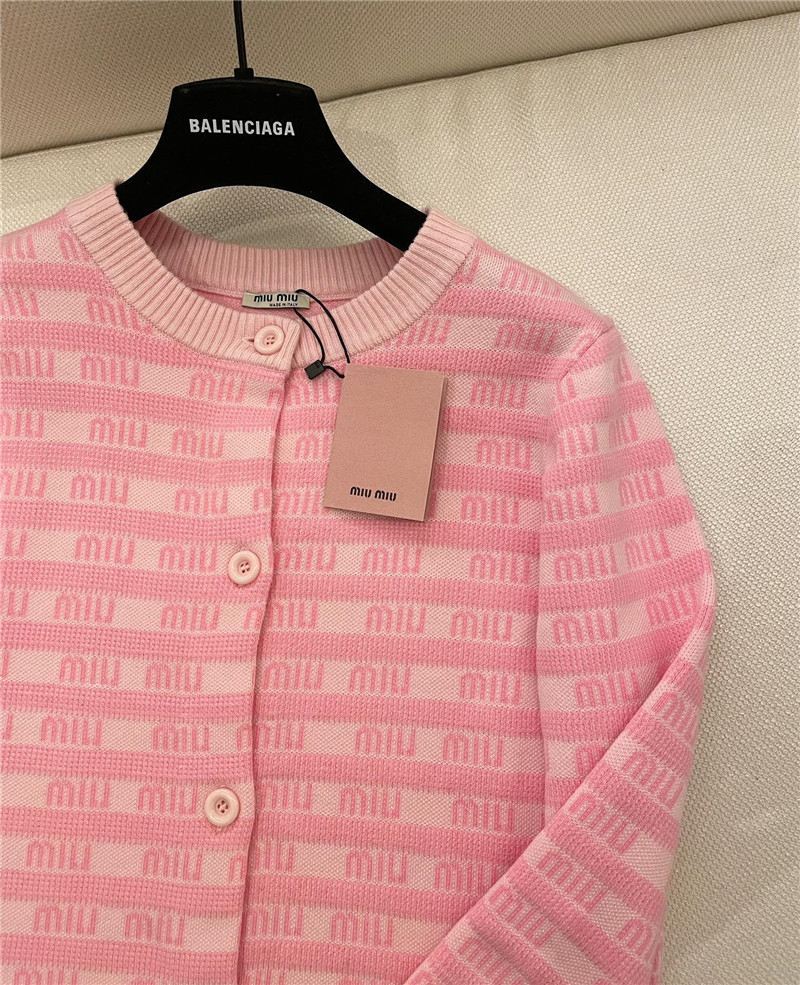 Miu Miu Logo Jacquard Knit Cardigan