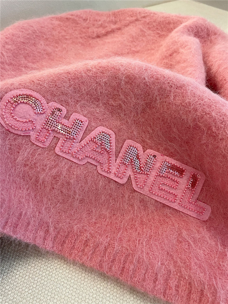 Ch**el logo alpaca sweater pink
