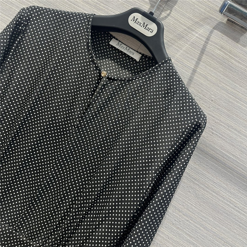 Vanitoo black and white polka dot print silk dress