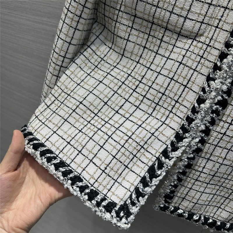 Ch**el fake two piece sleeve striped jacket