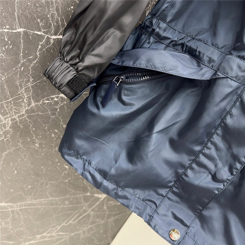Pra*a functional buckle belt color block trench coat