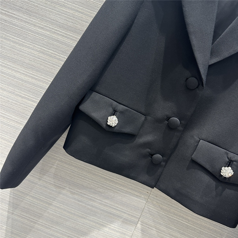 pra*a crystal D1am0nd button double collar design suit jacket