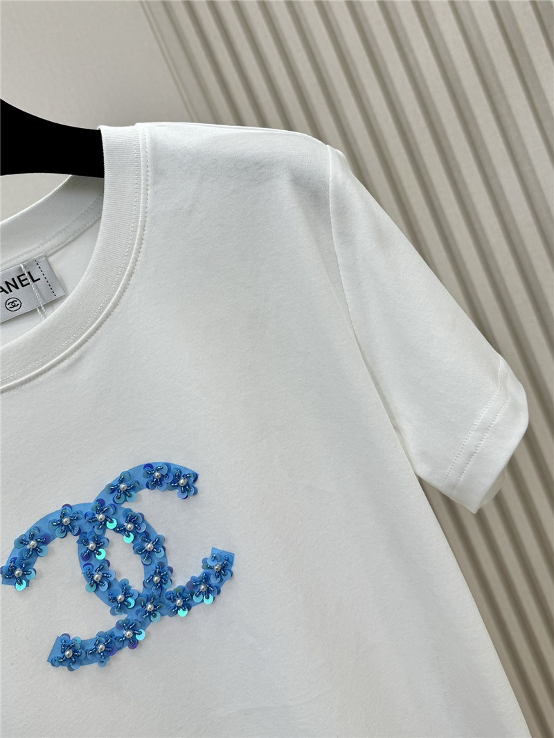 Ch**el letter print round neck short sleeve t-shirt