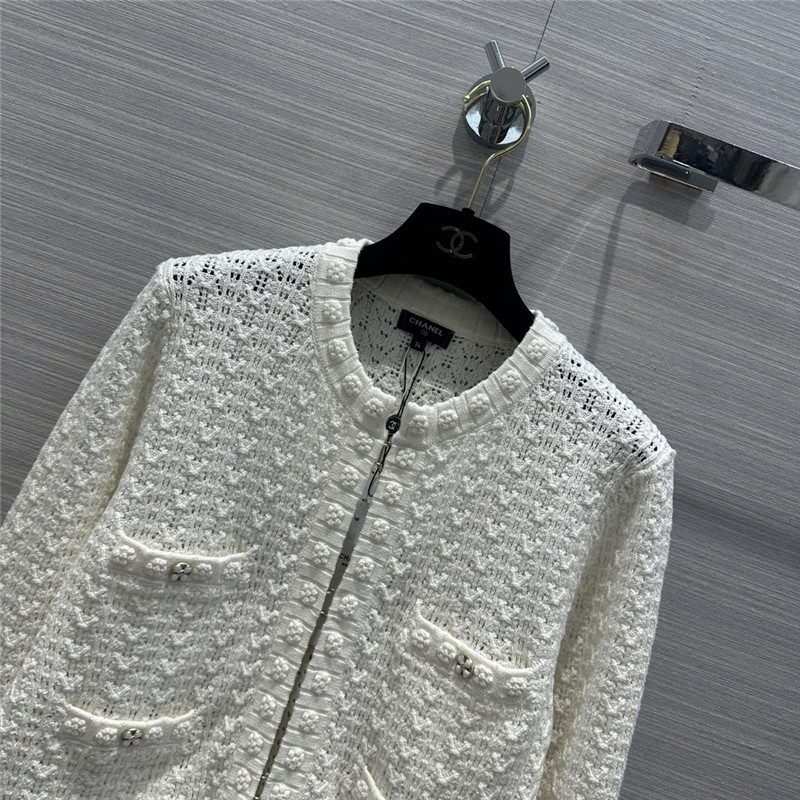 Ch**el hollow embossed braided cardigan