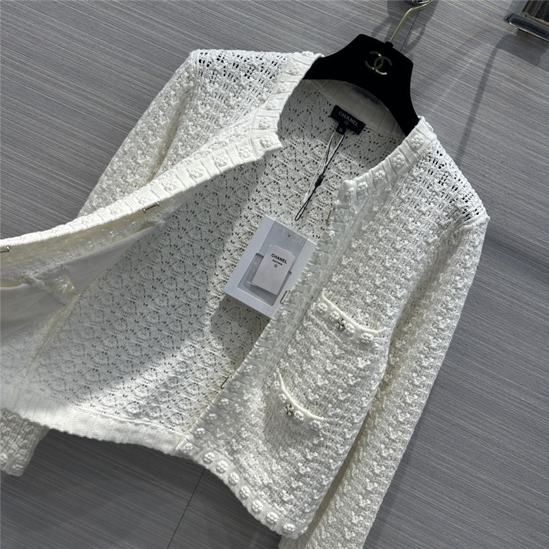 Ch**el hollow embossed braided cardigan