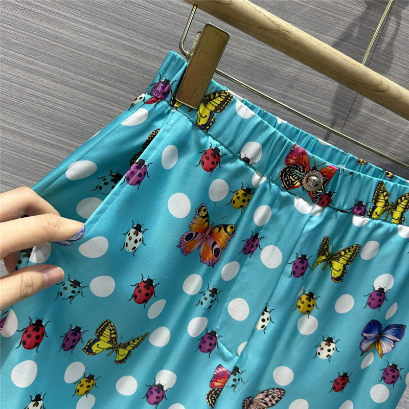 Versace dopamine color polka dot print silk pants