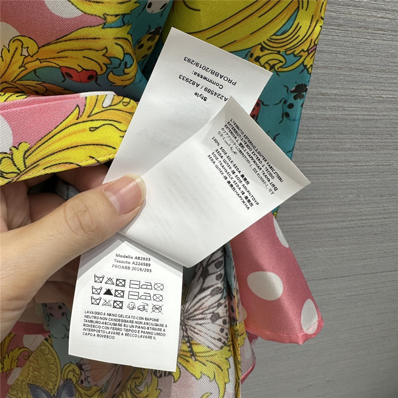 Versace dopamine color polka dot beetle print silk shirt