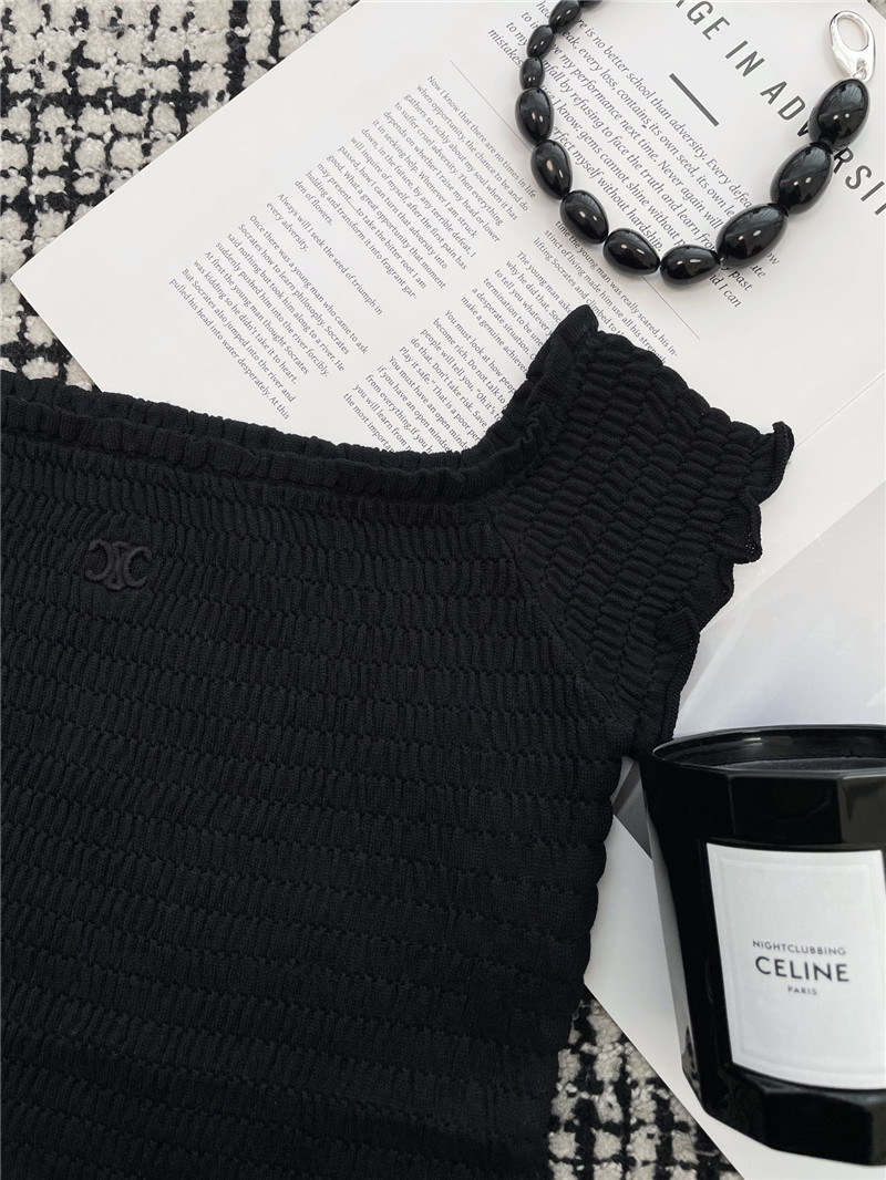 Ce1i*e pleated one-shoulder crop top