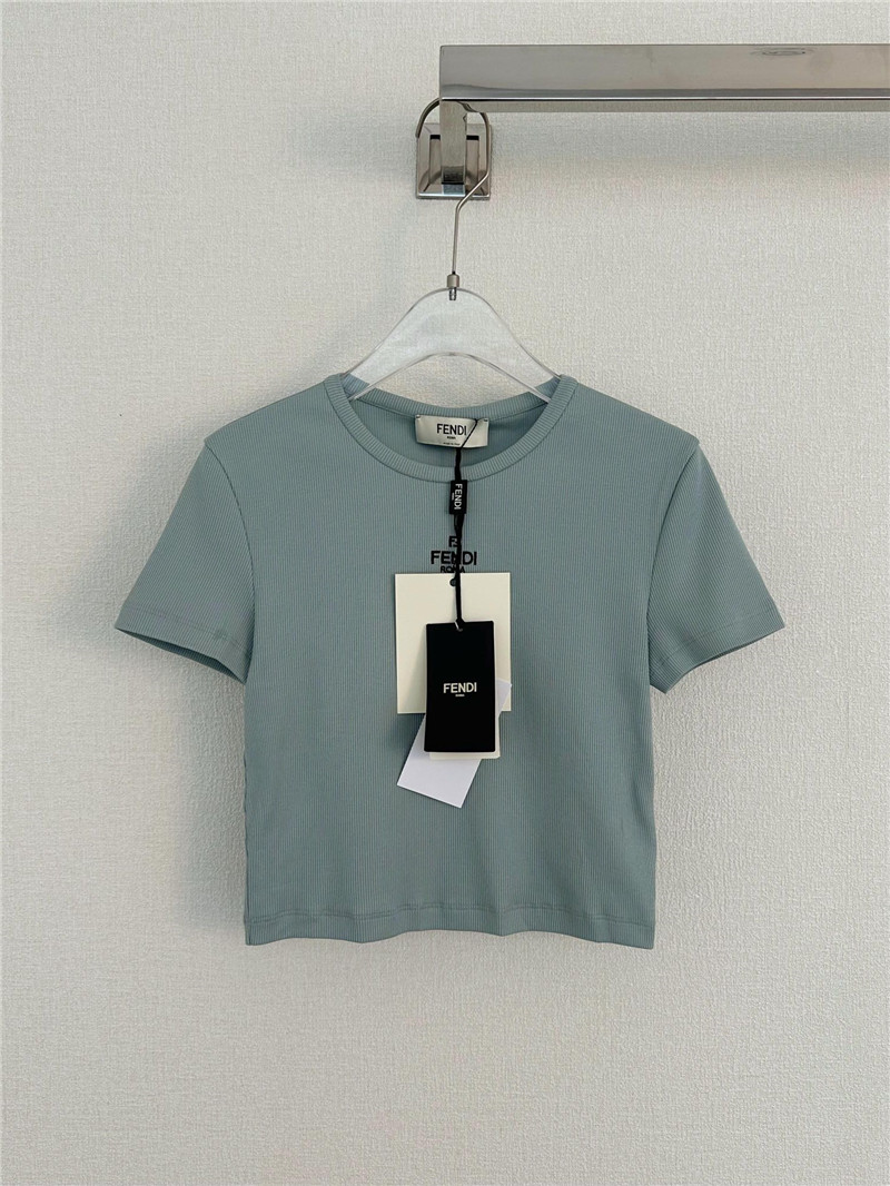 F**di embroidered round neck short sleeves