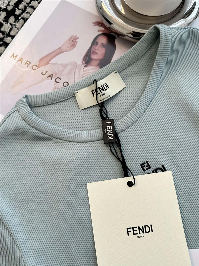 F**di embroidered round neck short sleeves
