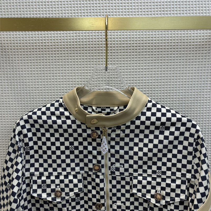 l0vis Vvtt0n lv stand collar checkerboard short jacket