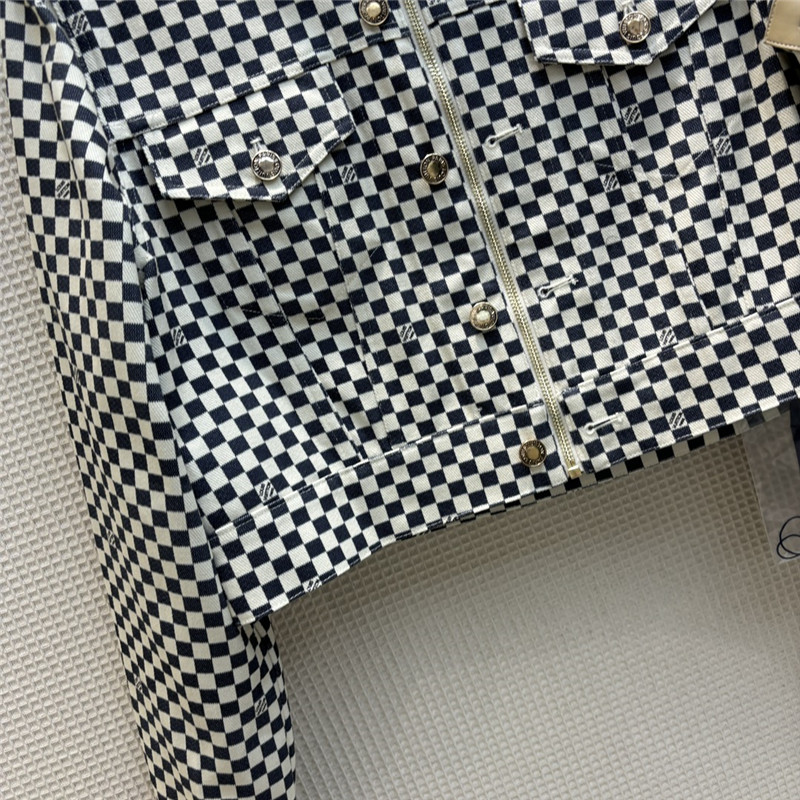 l0vis Vvtt0n lv stand collar checkerboard short jacket