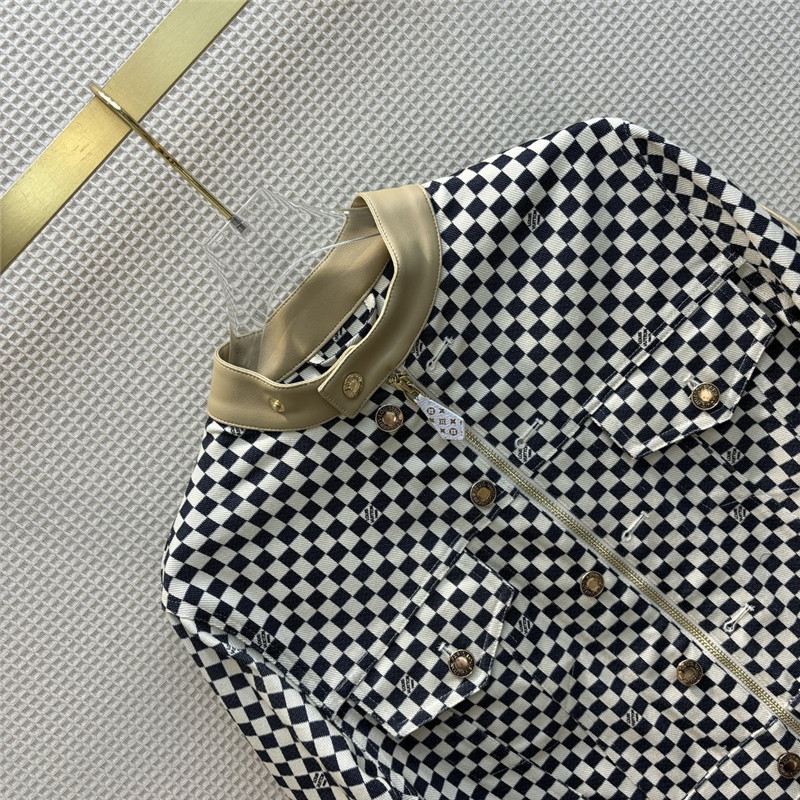 l0vis Vvtt0n lv stand collar checkerboard short jacket