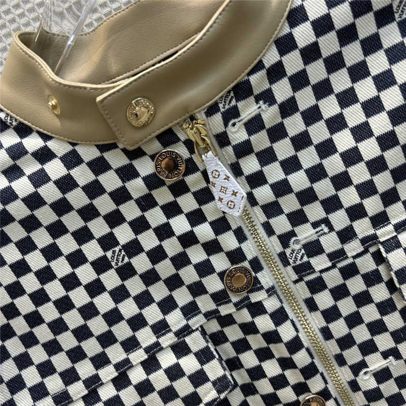 l0vis Vvtt0n lv stand collar checkerboard short jacket