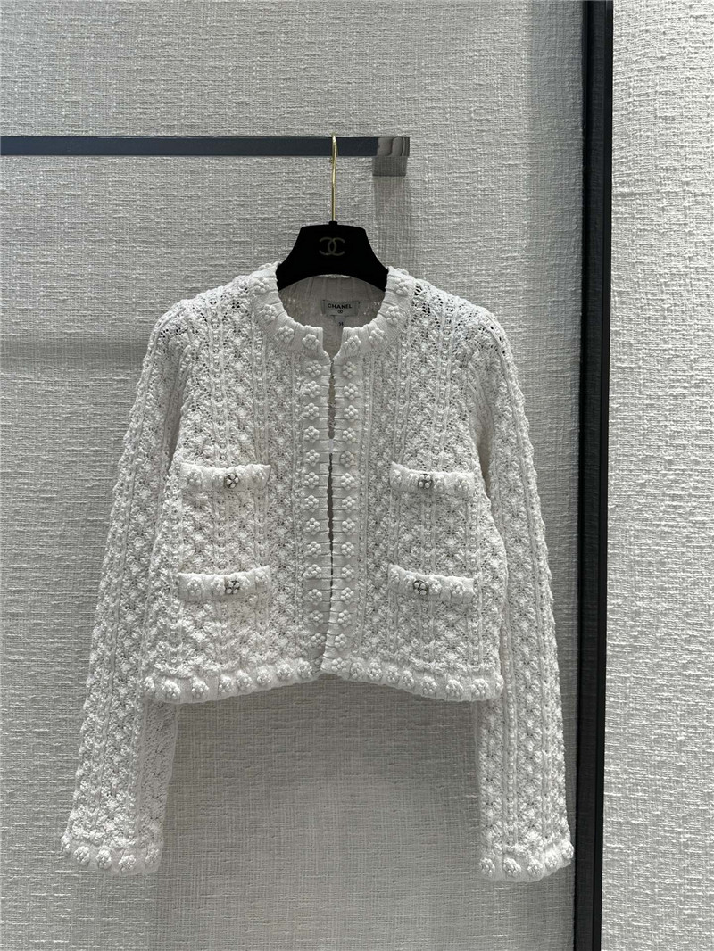 Ch**el heavy craft hollow embossed braided cardigan