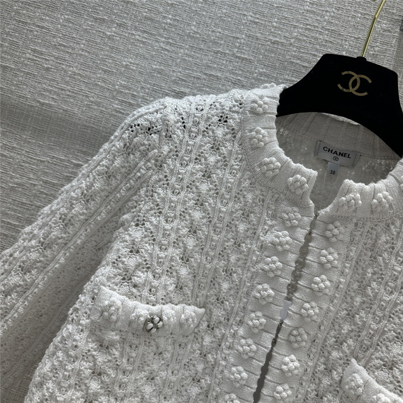 Ch**el heavy craft hollow embossed braided cardigan