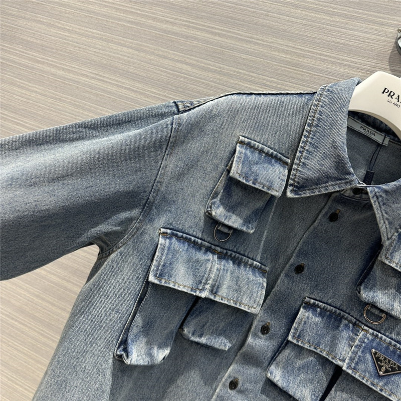 Pra*a enzyme washed nostalgic denim shirt jacket