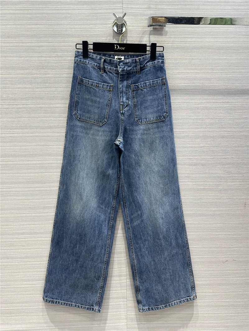 D10r mid-high waist double pocket straight jeans