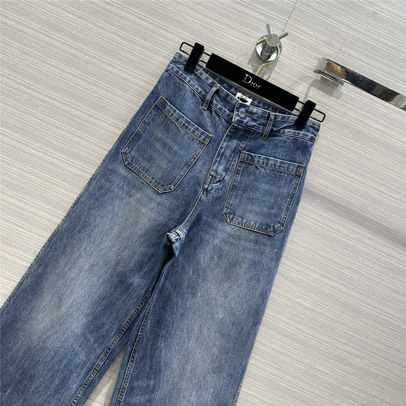 D10r mid-high waist double pocket straight jeans