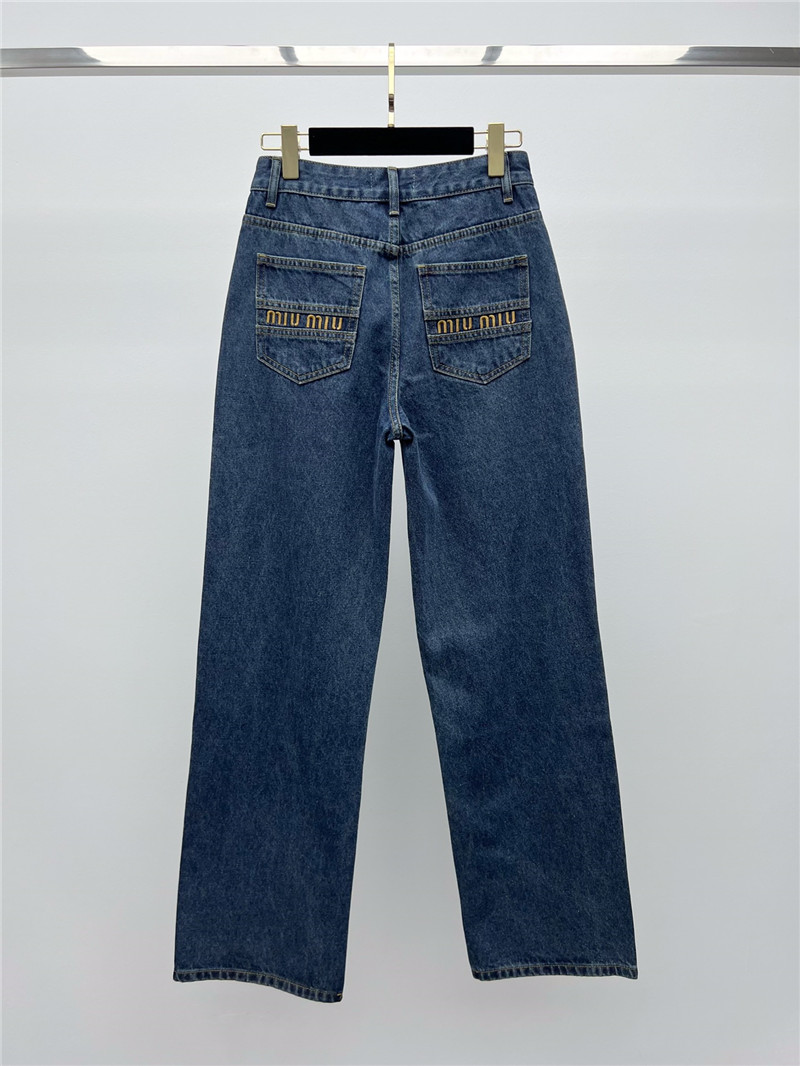 M1um1u metal letter logo wide leg pants