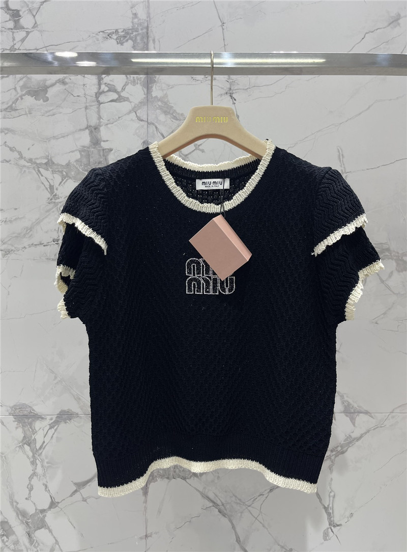 M1um1u hot rhinestone cake sleeve sweater