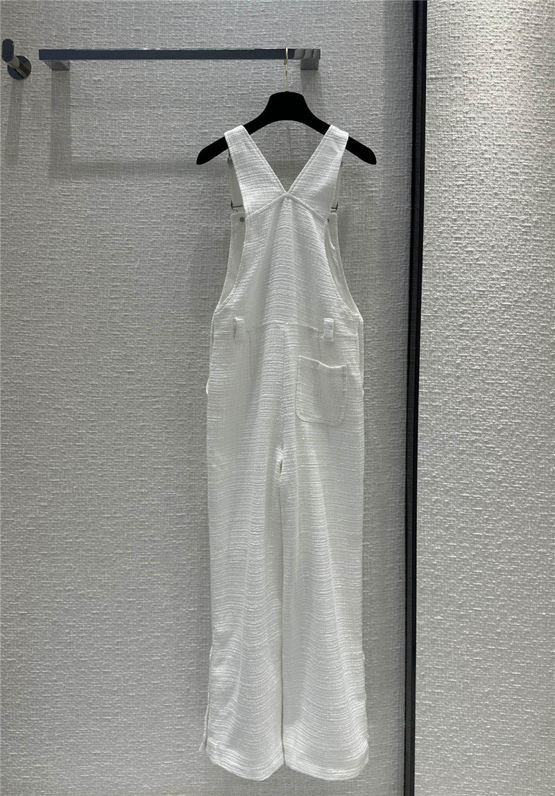 Ch**el white moonlight jellied soft tweed overalls jumpsuit