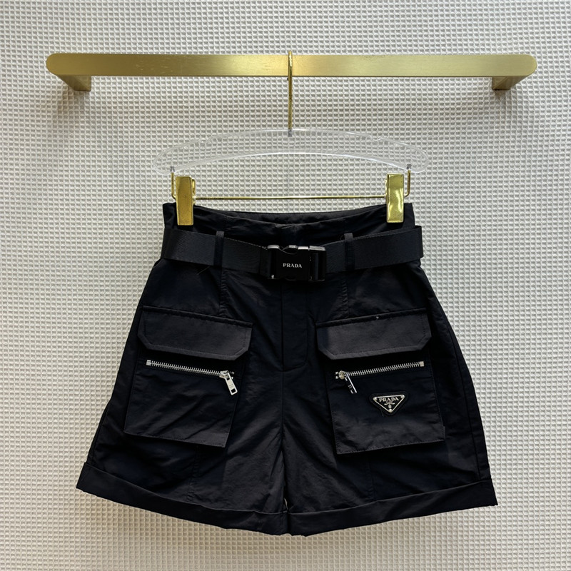Pra*a workwear fan buckle high waist a-line shorts