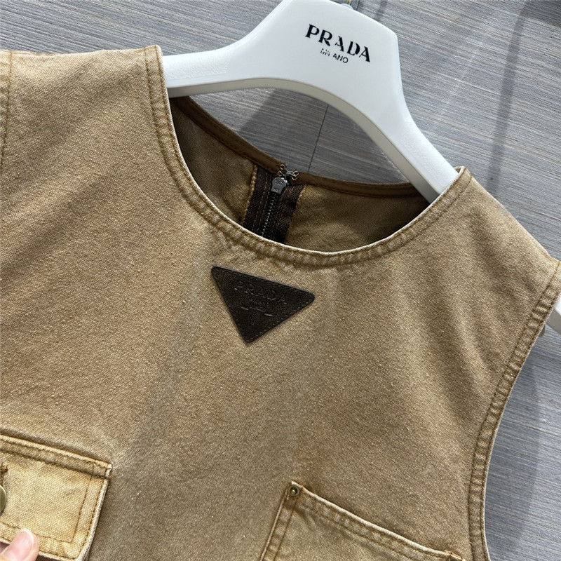 Pra*a washed distressed work pocket dress
