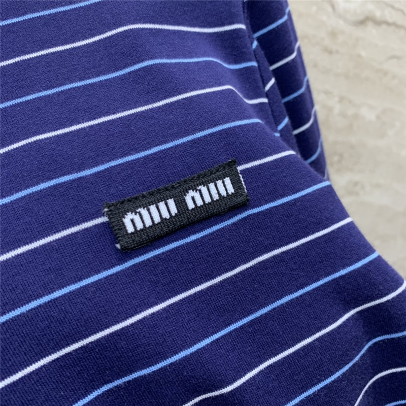 M1um1u striped contrast print long-sleeved t-shirt