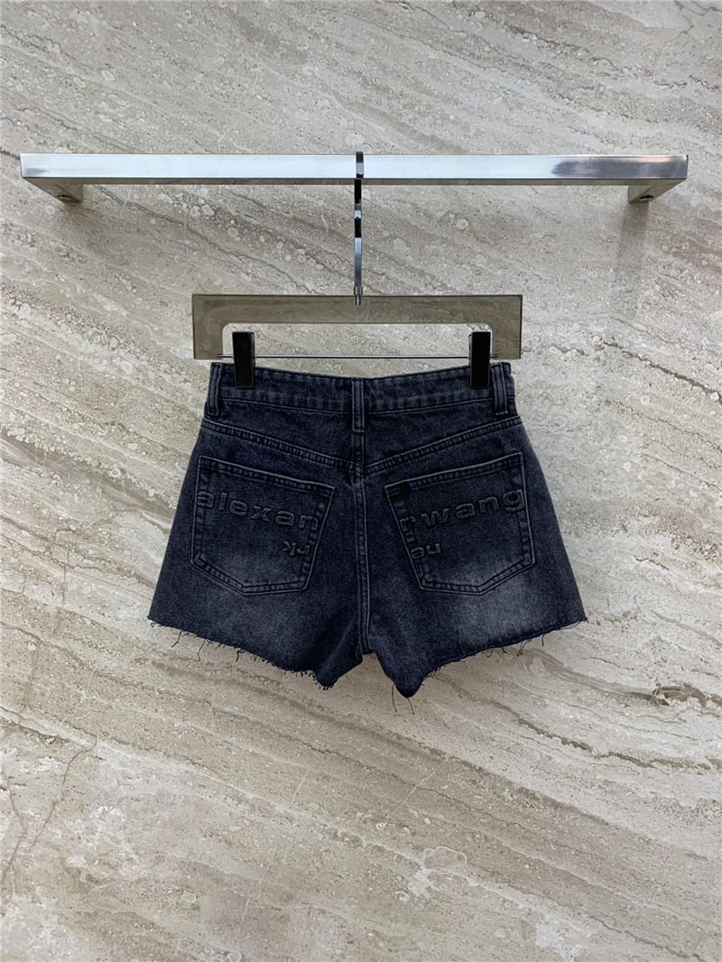 A1exa*der wang embossed lettering denim shorts