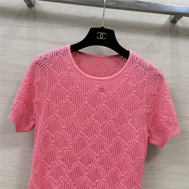 Ch**el pink short sleeve crew neck top