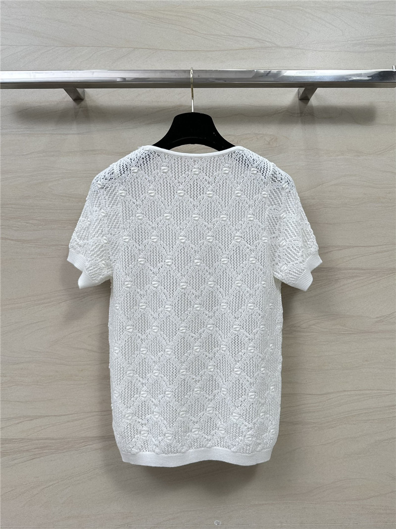 Ch**el hollow crochet knitted short-sleeved top
