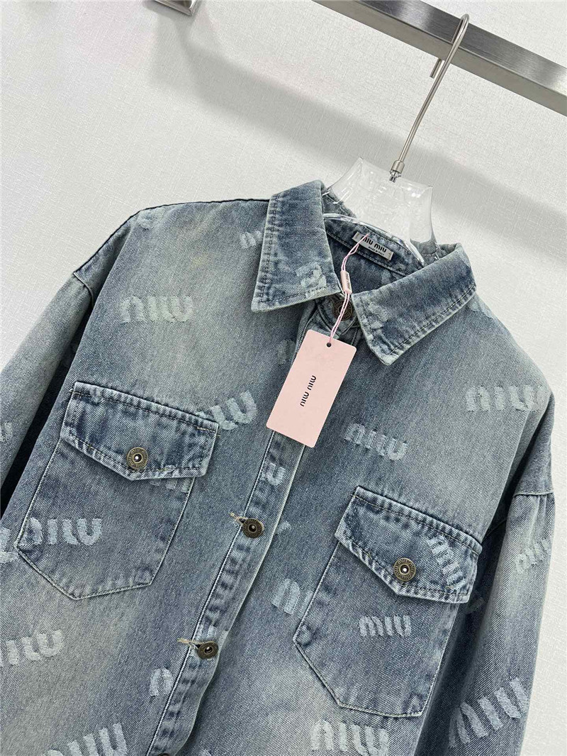 M1um1u letter jacquard denim shirt
