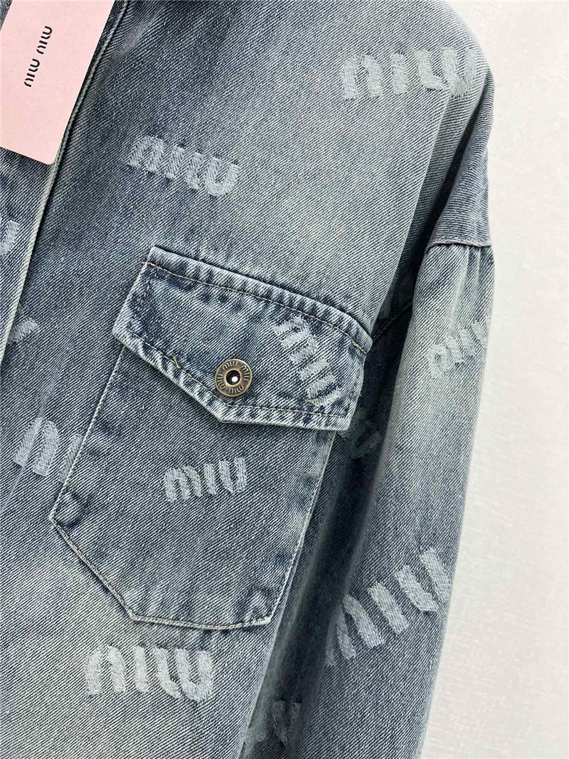M1um1u letter jacquard denim shirt